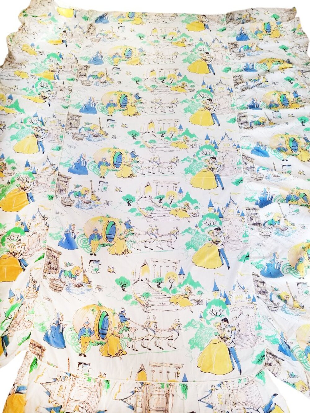 Vintage Cinderella Bedspread Original 1950s Disney Fabric  Only 34" wide
